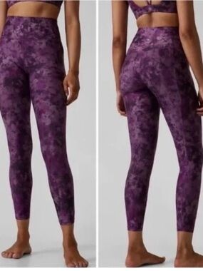 Athleta Salutation Stash Pocket 7/8 Leggings – Purple Tie-Dye Women’s SZ Medium